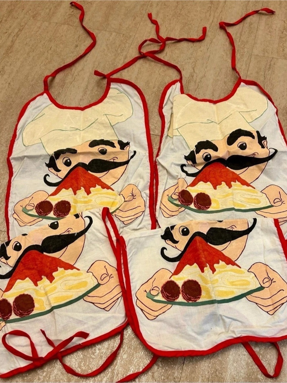 Baby Bib Set of 4 Red Trim